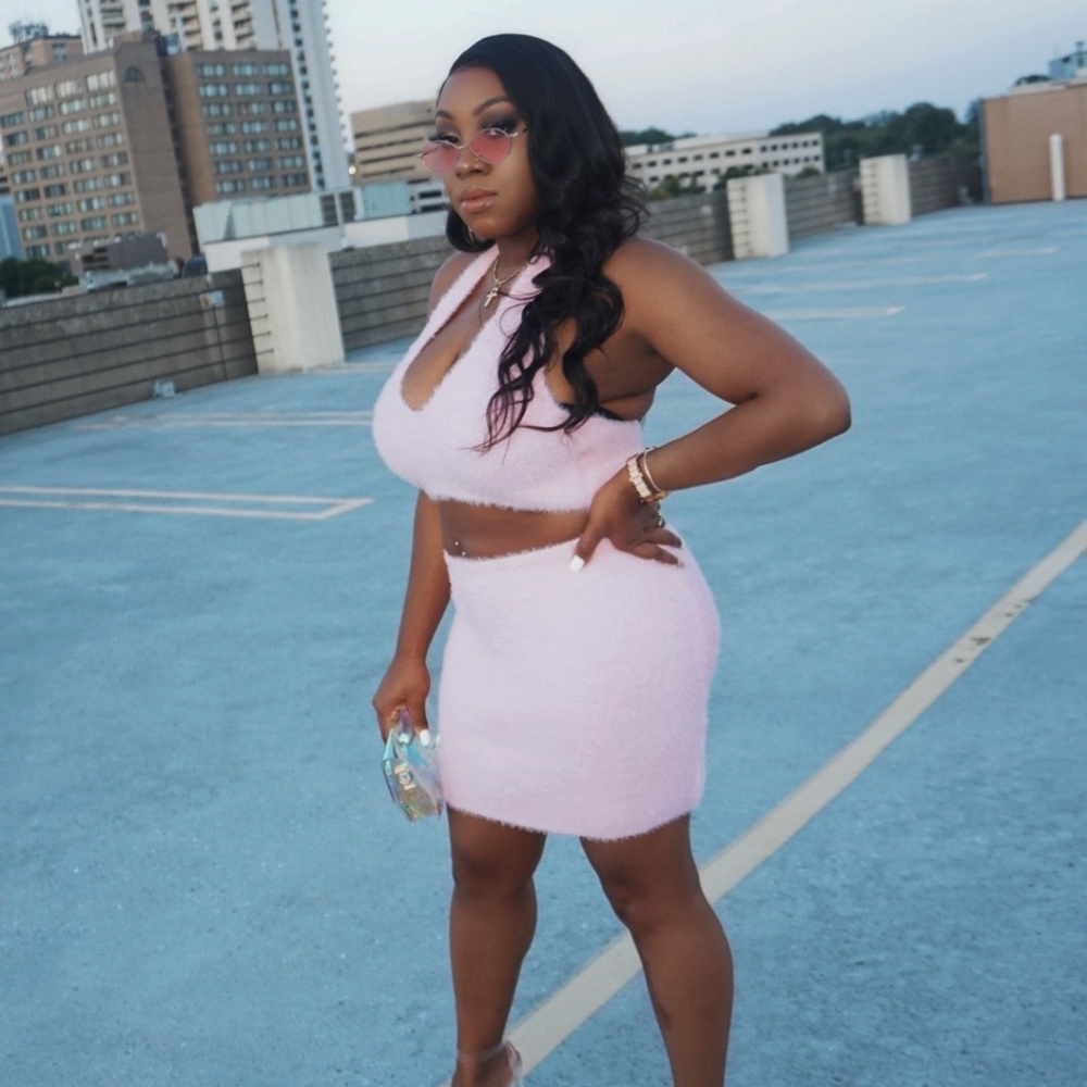 PRETTY LITTLE THING PALE PINK KNIT SET